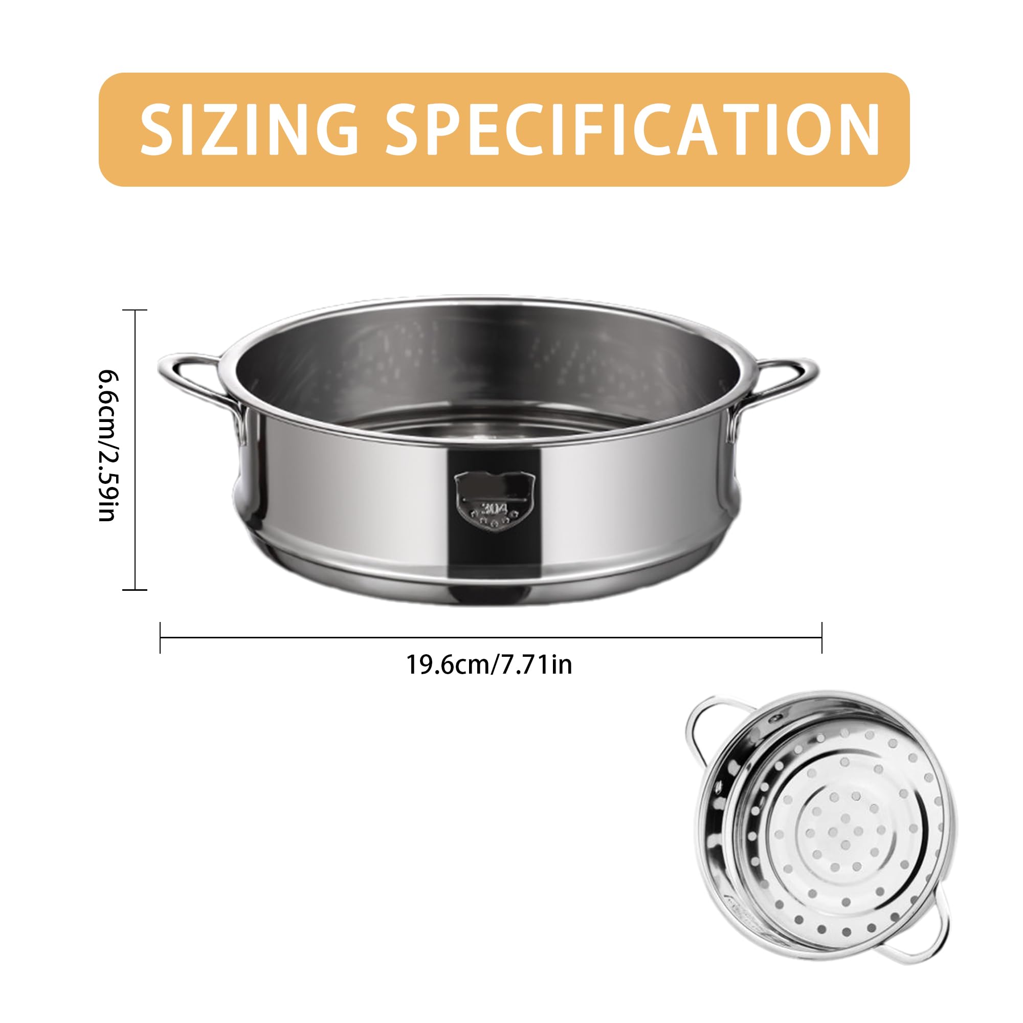 Stainless Steel Steamer Basket for Pot: 20cm Metal Steamer Basket, Dim Sum Steamers Insert Food Steamers Pot for Dumpling Eggs Bun Meat Fish Rice Vegetable