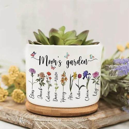 Miniatura 3 de IZI POD Maceta de jardín personalizada para la abuela, maceta de jardín personalizada para mamá, maceta personalizada para el mes de nacimiento,