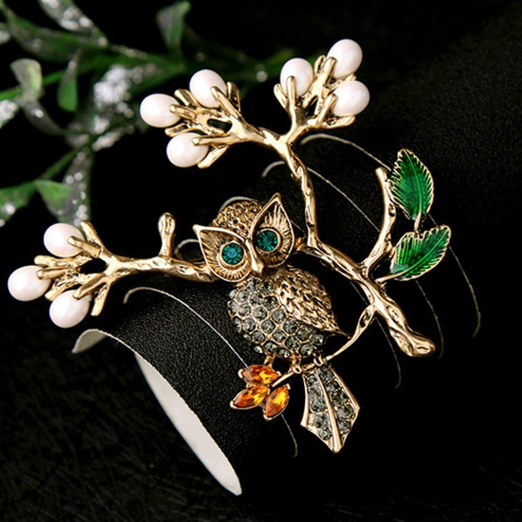 Broche Broche De Rama De Árbol De Búho, Broche De Diamantes De Imitación De Cristal, Joyería, Vestido, Bufanda, Chal, Clip