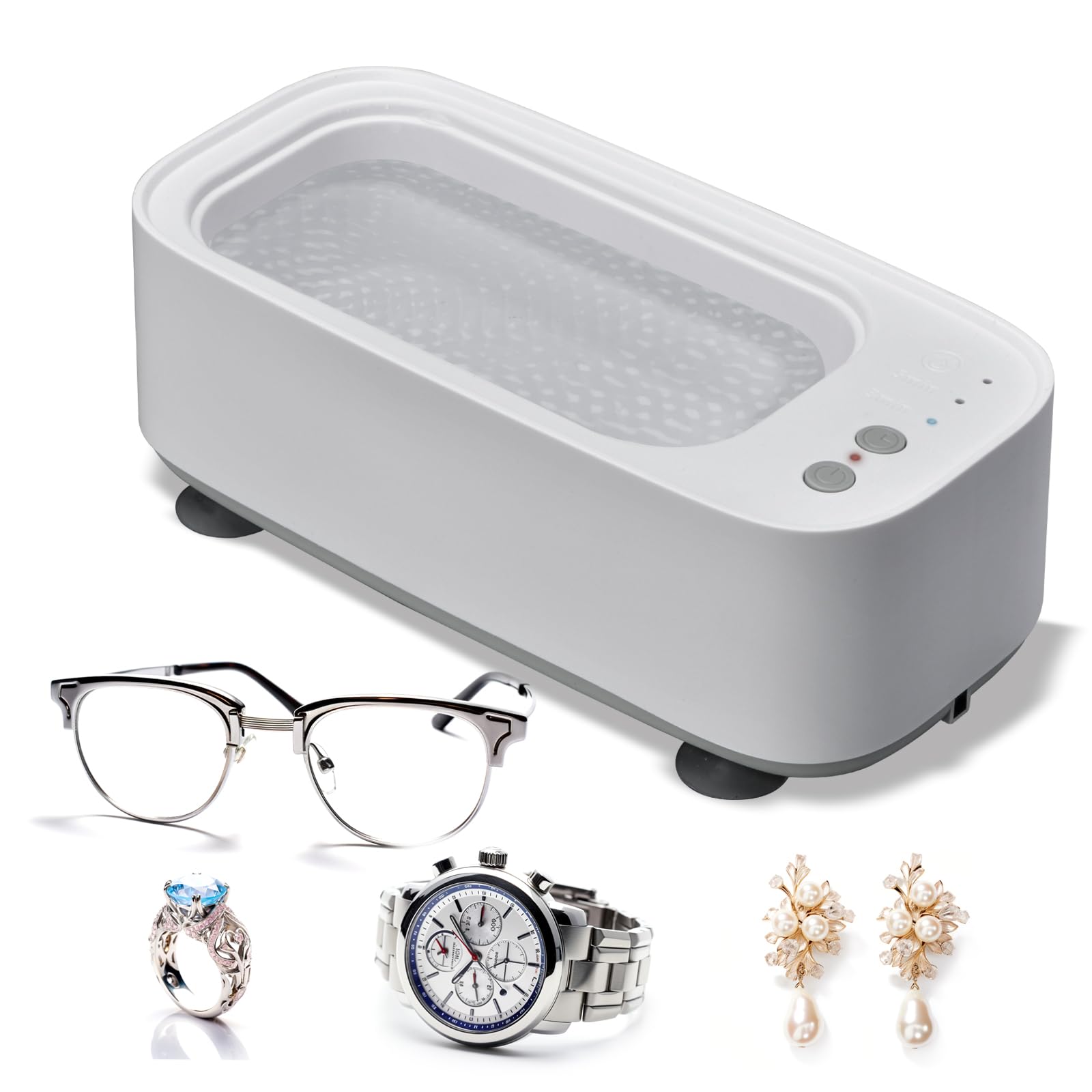 Ultrasonic Jewelry Cleaner,3 Modes Portable Cleaner,48KHz 20oz(600ml) for Eye Glasses, Ring, Earring, Necklaces, Watch Strap, Makeup Brush,