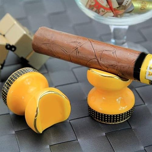 Miniatura 4 de 2 soportes para ceniceros de cigarros, soporte de cerámica portátil, los mejores accesorios para cigarros y amantes de los cigarrillos (amarillo)