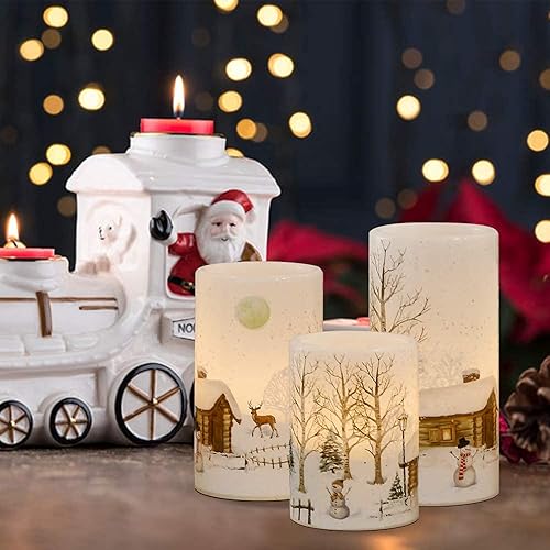 Miniatura 5 de Eldnacele, Velas decorativas de navidad, de hombres de nieve, sin llama, con temporizador.