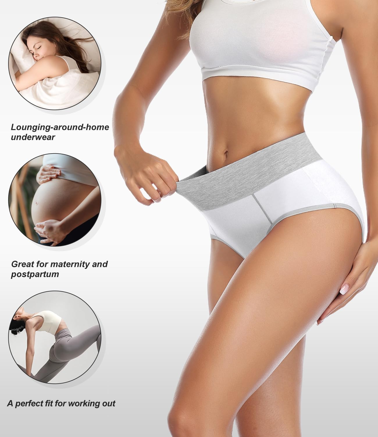 wirarpa Slip Elasticizzato Mutande Donna Cotone Vita Alta Intimo Mutantina Traspirante