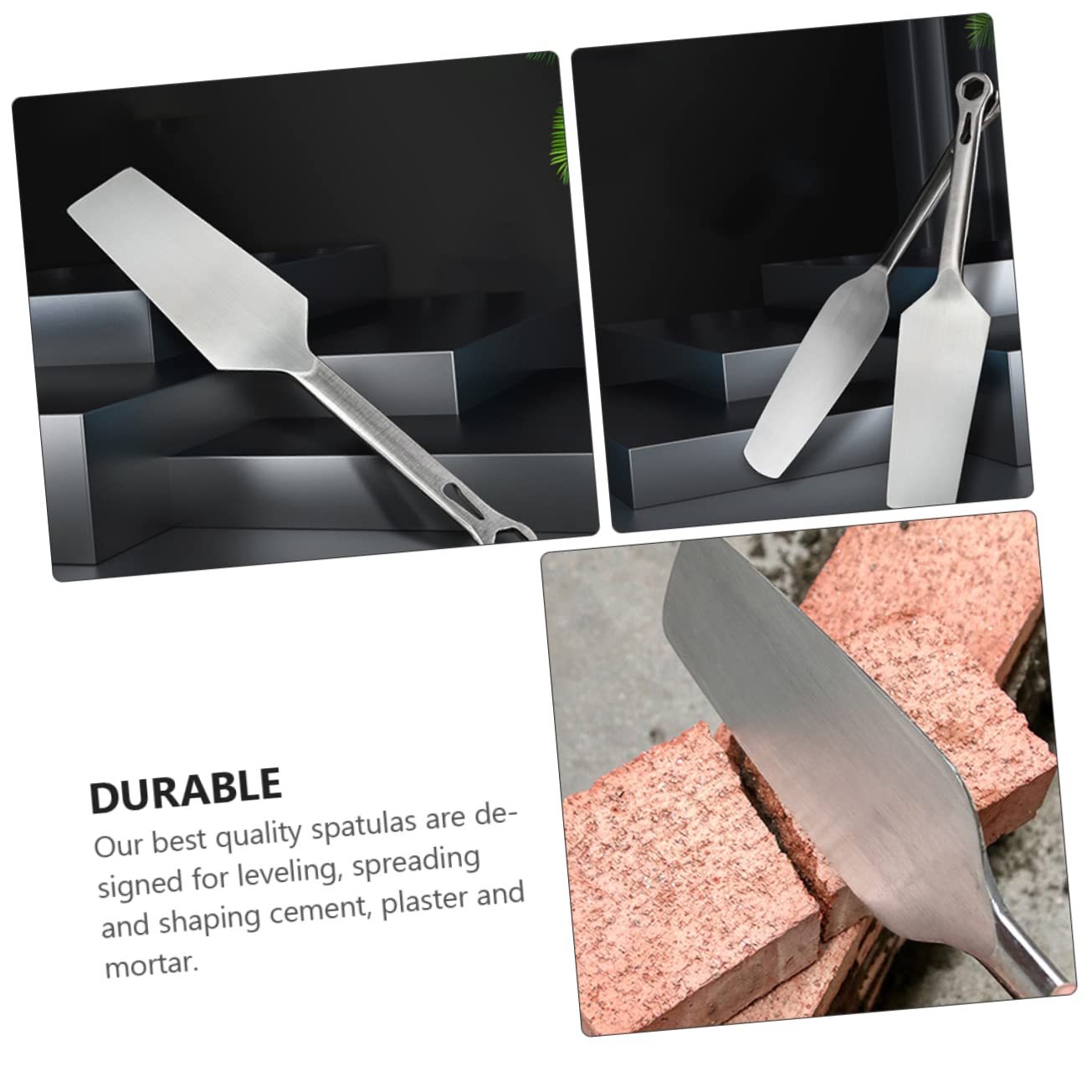 Cazzuola da Muratore in Acciaio Inox Argento Multifunzione | Tipo a Doppia Faccia, per Modellare e Stendere Cemento, Utensile Manuale per Lavori di Muratura