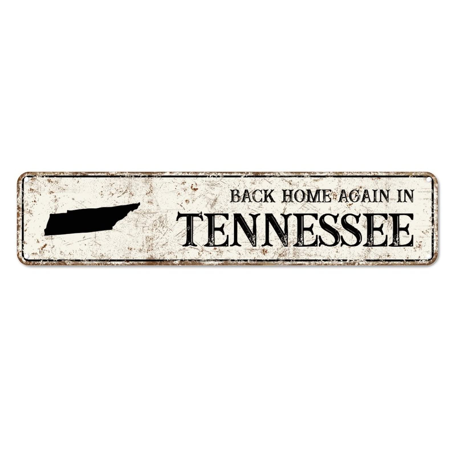 Back Home Again in Tennessee Retro Tin Signs Aluminum Metal Sign for Kitchen Home Garden Wall Bar Cafe Decor 4x16 Inch