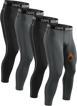 4 Pack Men's Thermal Underwear Trousers Long Johns for Men Winter Warm Compression Pants Thermal Leggings for Daily Outdoor Comfortable and Breathable