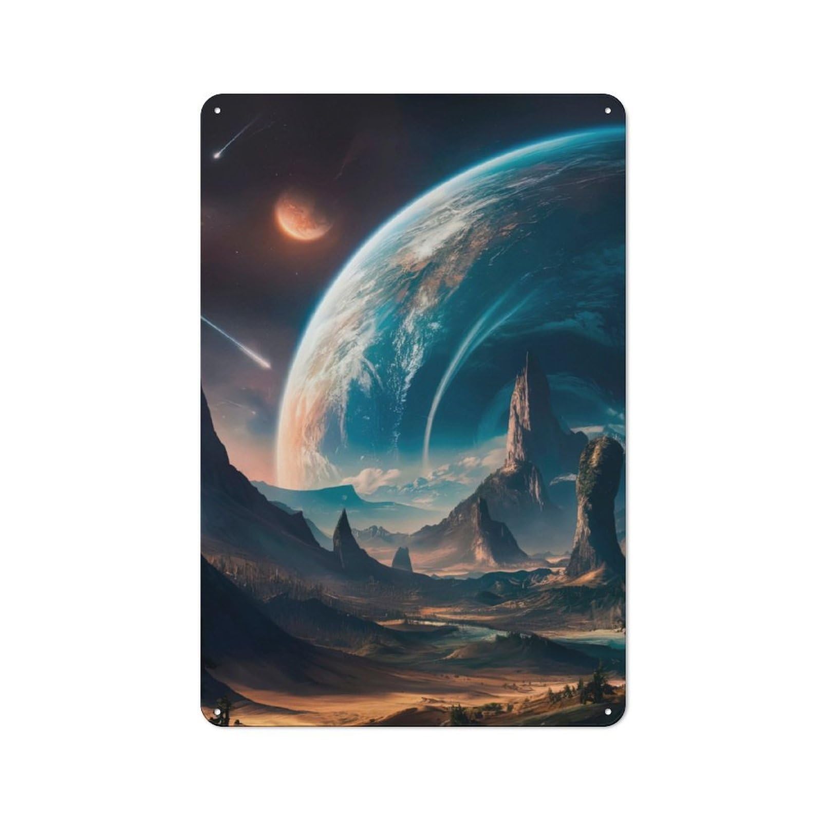 Junmoney Alien Horizon Tin Wall Plaque 30X20cm With For Hobby Room Or Studio, For Updating Hobby Room And Studio After Moving