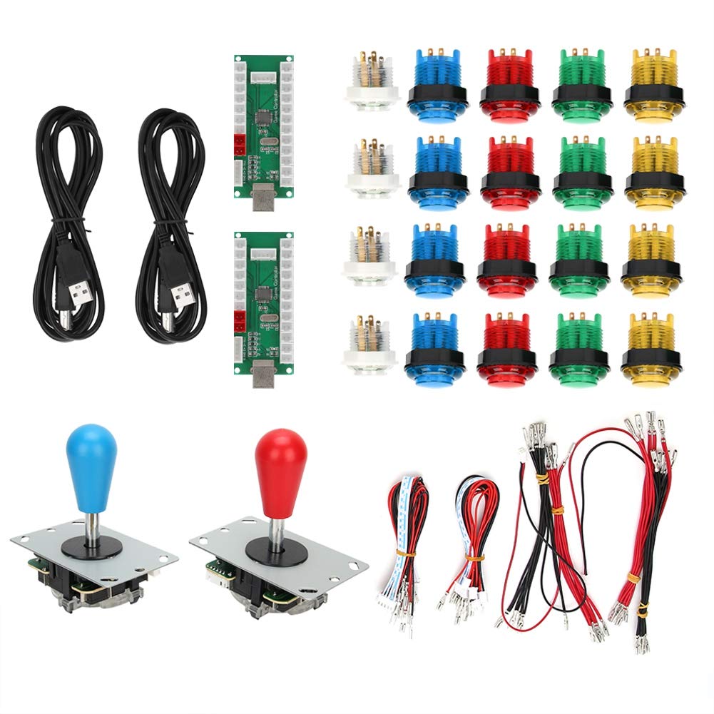 Qcwwy Wysoka Atrakcja Gra dla Dzieci Rocker Gra Rocker Akcesoria dla Majsterkowiczów Kolorowe Podświetlane Diody LED Przyciski Kontroler Interfejsu Zgodny z Systemem Przycisk Home Fighting Stick
