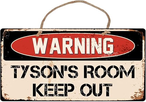 A943 Tysons Room Keep Out - Letrero de advertencia de vinilo retro de 4 x 8 pulgadas