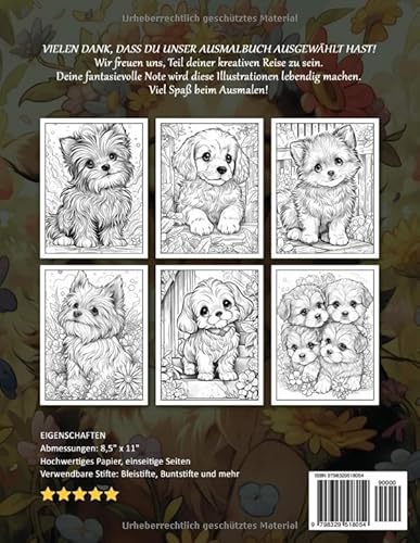 Welpe Malbuch: Welpen Ausmalbild Für Kinder Zur Achtsamkeit Angstlinderung Und Entspannung, Geschenk