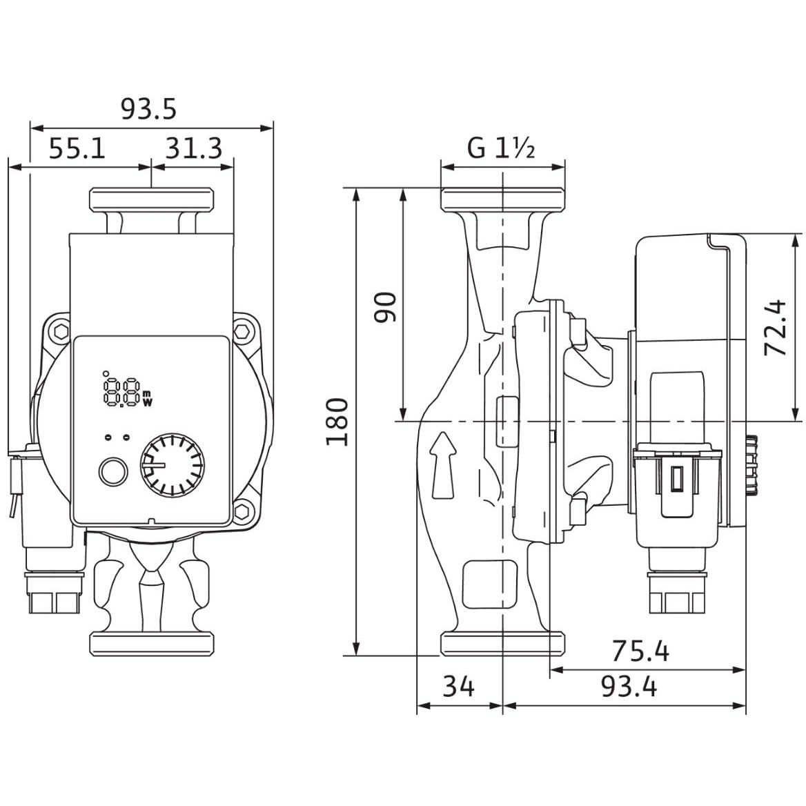 Wilo WIL BOMBA YONOS PICO 25/1-6 180MM ENTRE RACORES 11/2 230V Vert