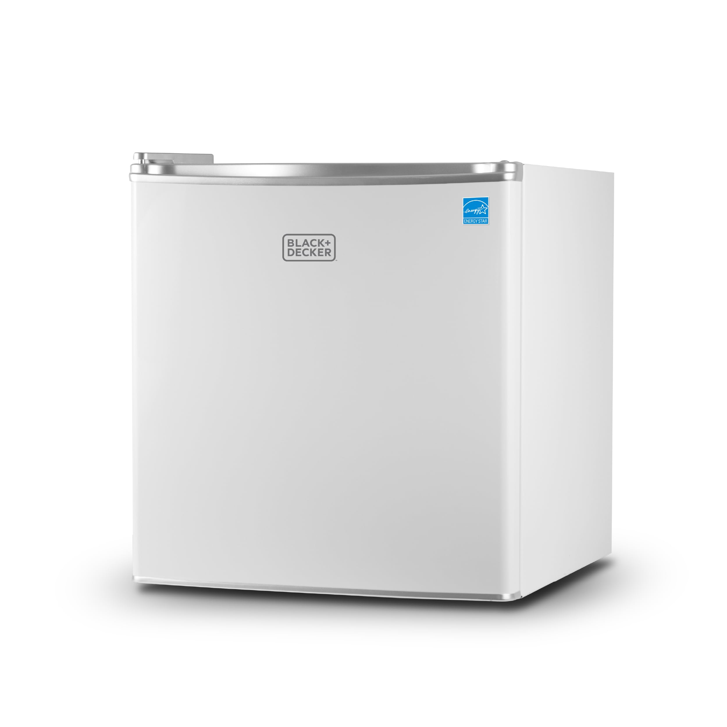 BLACK+DECKER 1.7 Cu. Ft. Compact Refrigerator, ENERGY STAR Certified, Single Door Mini Fridge with Chiller Compartment, Personal Fridge for Home or Dorm Room, R600a Refrigerant, BCRK17W, WhiteENERGY STAR