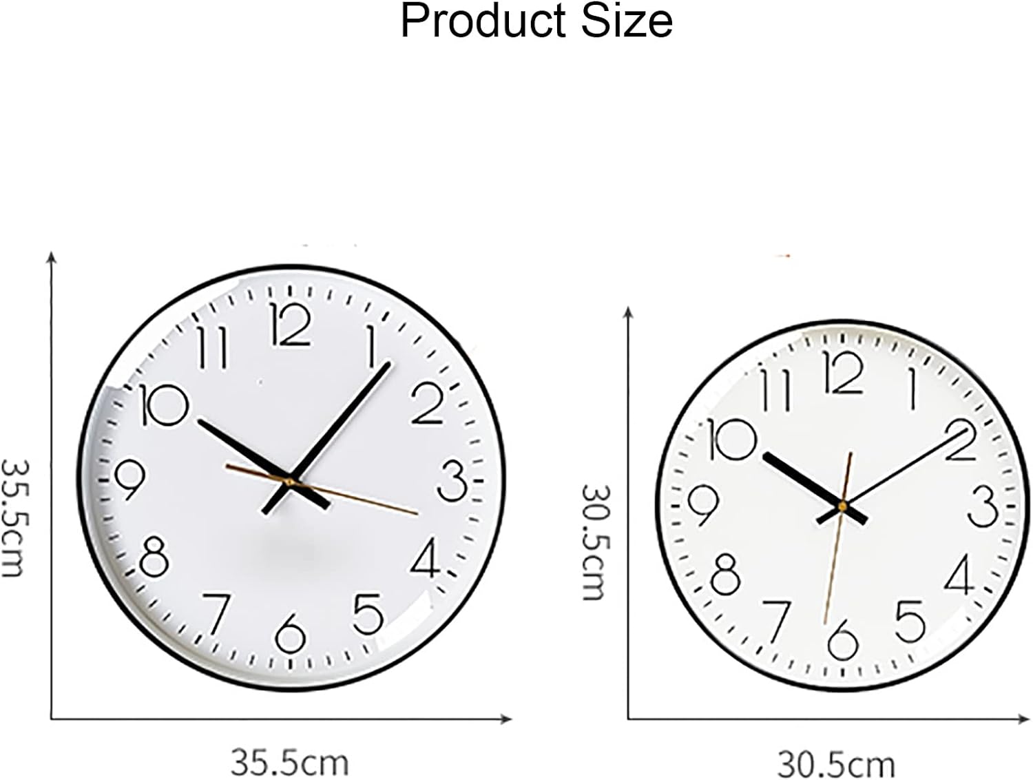 JATIBOSH Large Indoor/Outdoor Clock, 12/14inches Nordic Living Room Decor Wall Clock, Black - Oversize Battery Operate Hunging Clock - Shatter Weather Resistant Case (Battery Not Included)