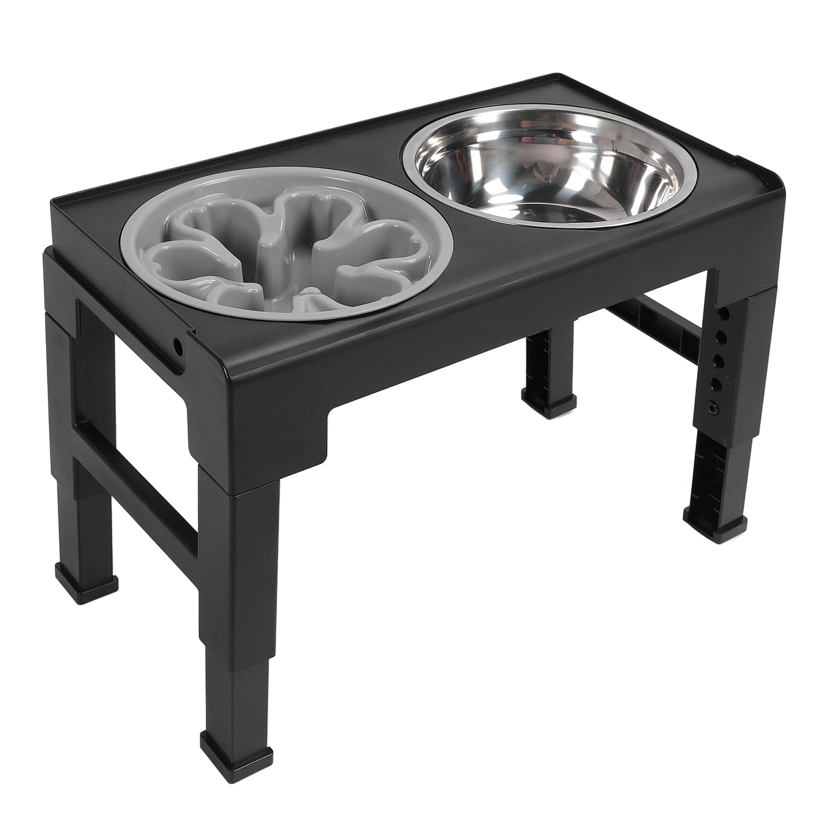 Cuencos elevados para Perros, comedero para Perros con Platos de Acero Inoxidable y Cuenco de alimentación Lenta, comedero Elevado de Acero Inoxidable con Cuencos Dobles y Base