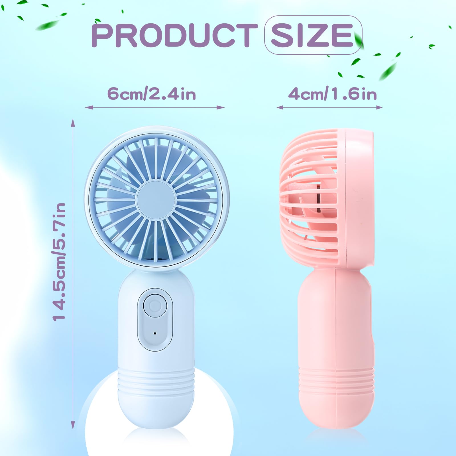 Mini ventilador portátil a granel lindo de mano ligero pequeño ventilador personal de pestañas de mano 3 velocidades recargable por USB para mujeres y hombres, para interiores y exteriores 2