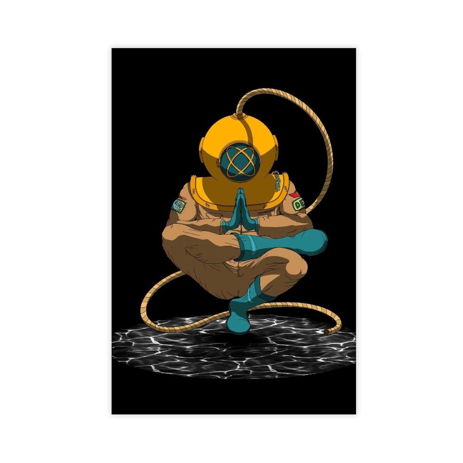 MRYCQ Meditating Diver Poster Canvas Poster for Dorm Room Decor Gift