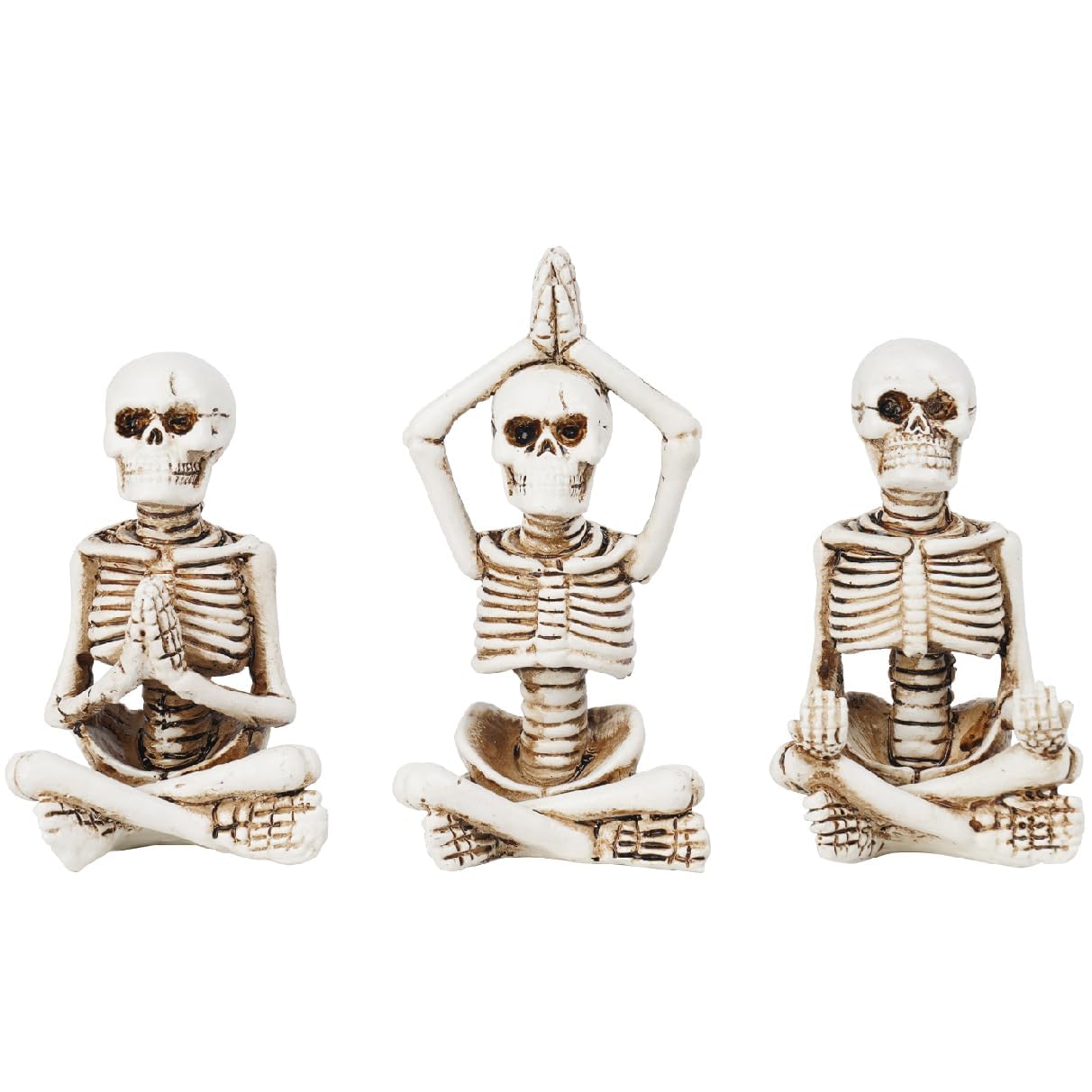 Halloween Decorations Yoga Skeleton-Decor Collectible-Figurines - Realistic Meditating Statues Skeleton Halloween Decor Indoor Resin Sitting Zen Skull Decor Set of 3, 2*1.5*3.75 in Newman House Studio