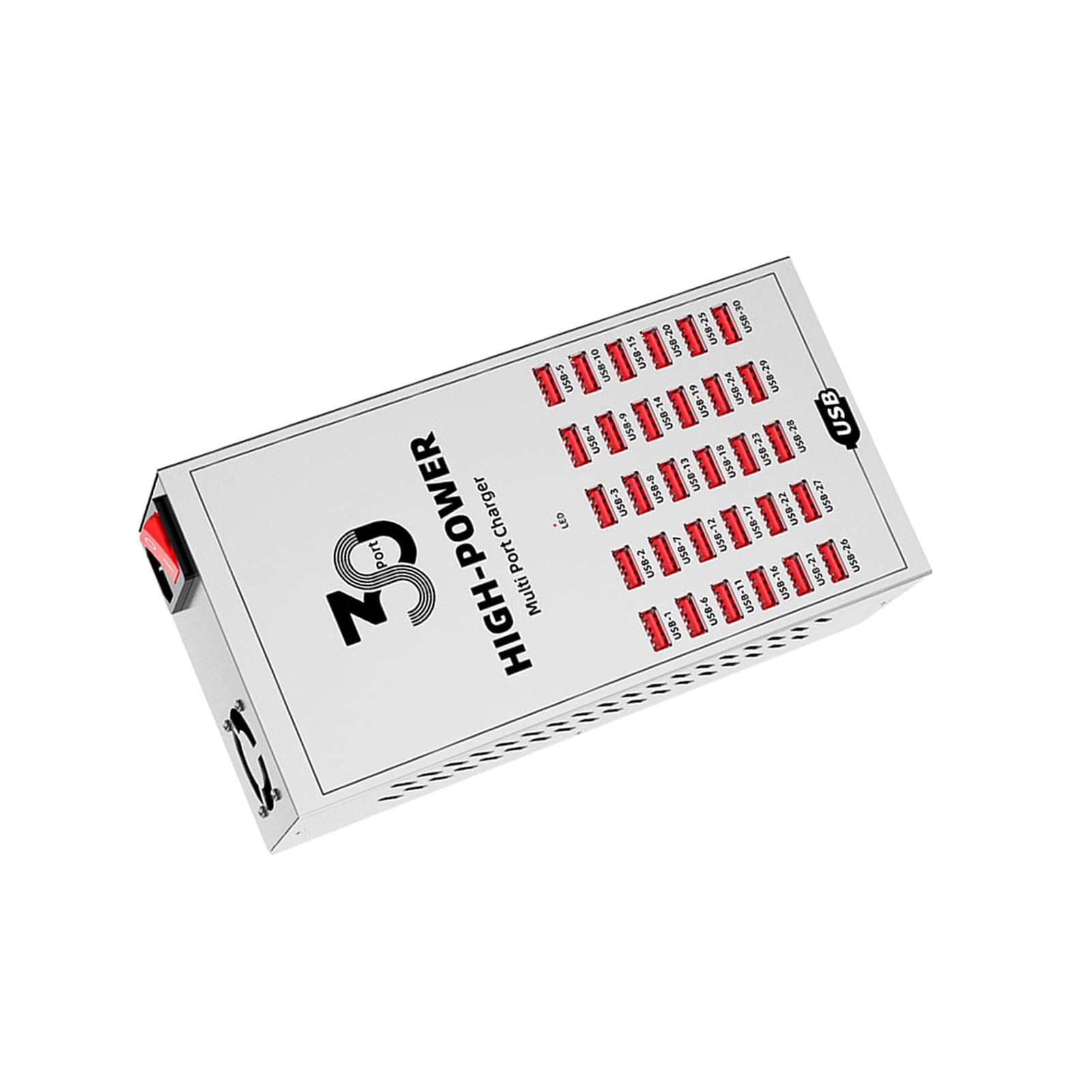 Cryfokt 30-portowa Stacja ładująca USB, Metalowa Obudowa, do Szybkiego Odprowadzania Ciepła z Wielu urządzeń, Stacjonarne Stacje ładujące USB do Biura i Domu (Wtyczka UE 250 V)