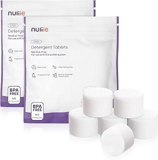 Nuliie 60 PCS High-Efficiency Detergent Tablets for Momcozy KleanPal Pro, Baby Brezza Pro, GROWNSY EaseClean Bottle Washer, Remove Milk Residue & Odor, Gentle Formula Safe