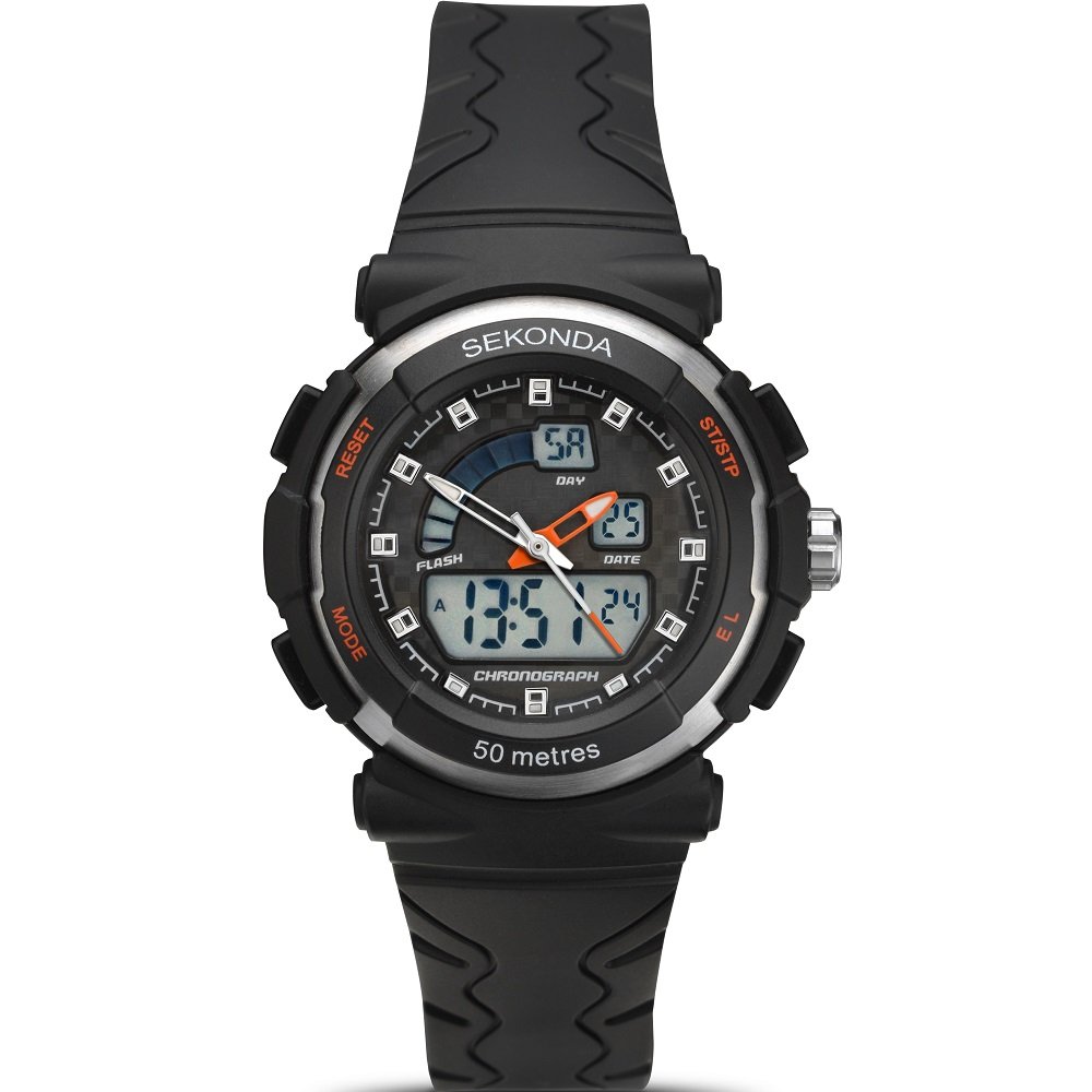 Sekonda Ladies Black Resin 35mm Sports Watch 2423