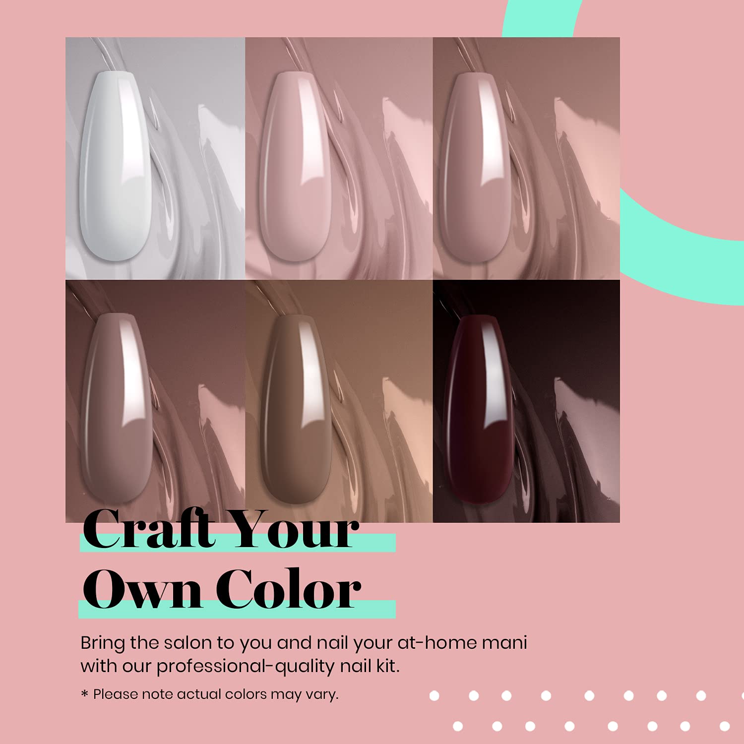 Beetles Gel Nail Polish Kit with U V Light Starter Kit, Coffee Cafe Collection Brown Neutral Beige Mauve Color Gel Polish Soak Off LED Nail Lamp, Base Gel Top Coat DIY Home Manicure Gift for Women