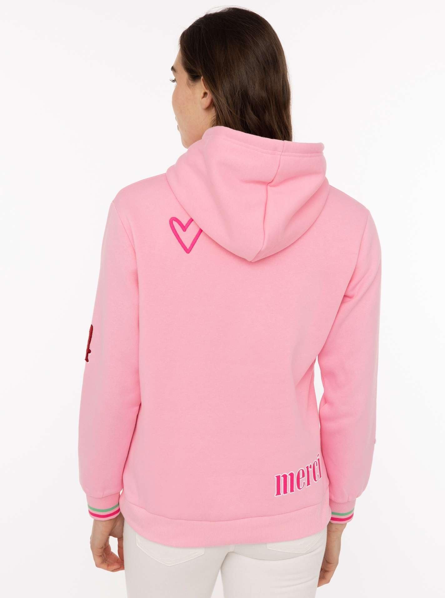 Damen Hoodie mit Kapuze – Kuscheliger Oversize Kapuzenpullover – Weicher Sweatshirt Pullover mit Aufdruck Herzen & Sterne – Stylischer Look für Frühling, Herbst & Winter – Loungewear Mode