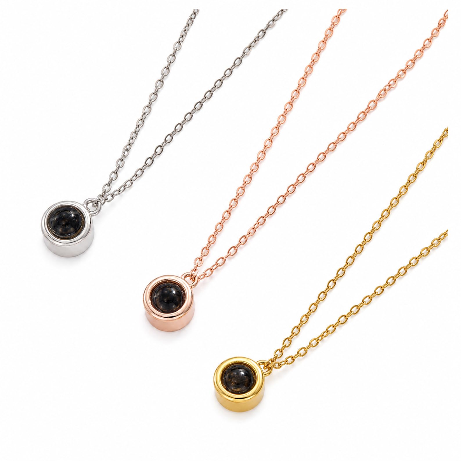 Rotondo Perlina Foto Proiezione Collana argento sterling 925 Personalizzato Collana di foto Ciondolo commemorativo per la sua mamma Giorno di San Valentino fatto a mano