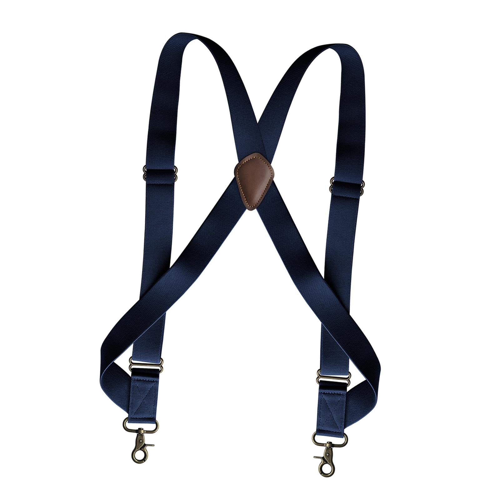 Tirantes para hombre con gancho giratorio en forma de X elásticos de 1.4 pulgadas de ancho, tirantes ajustables, color negro
