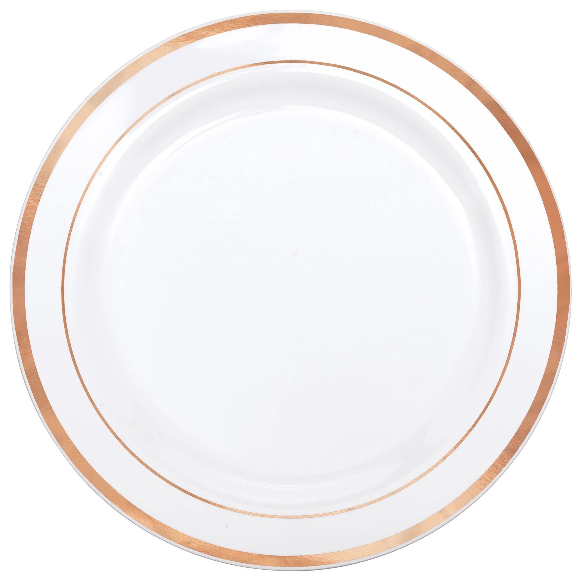 amscan 431324 Lot de 20 assiettes en plastique avec bordure 26 cm Or rose