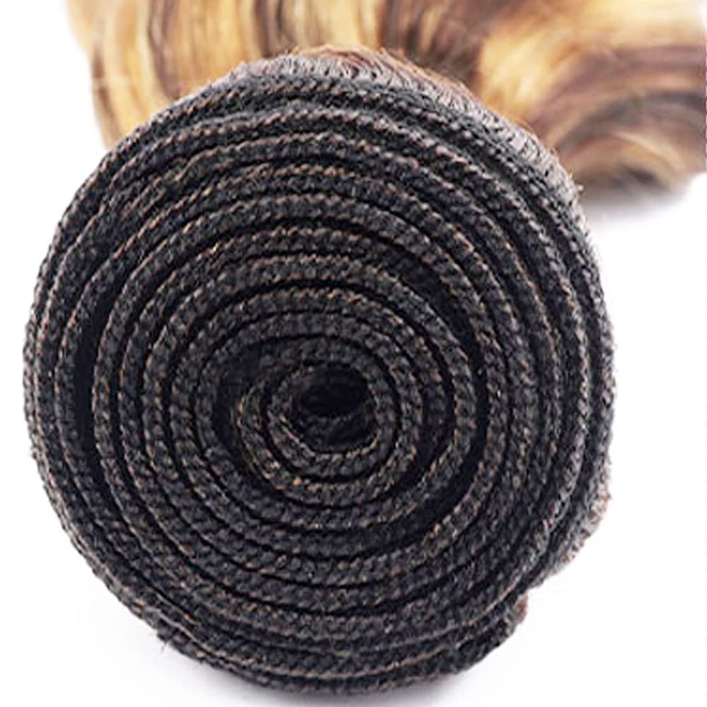 AiPliantfis P4/27 Chocolate Brown Highlighted Blonde Bundles Human Hair Deep Wave Weave 3 Bundles Unprocessed Double Weft Human Hair Extension Total 300g 30 32 34 Inch - Image 4