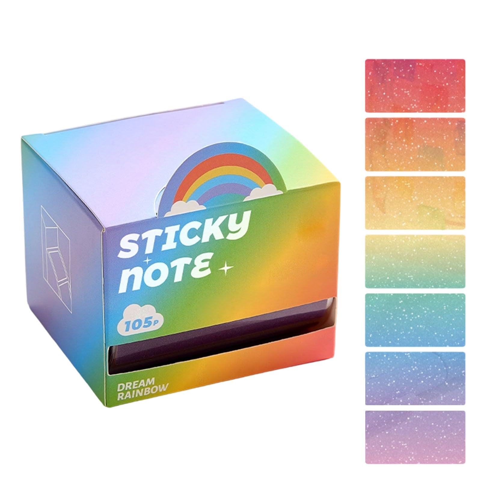 Transparent Sticky Notes, Glitter Pull-Out Cute Sticky Note Pads (Rainbow)