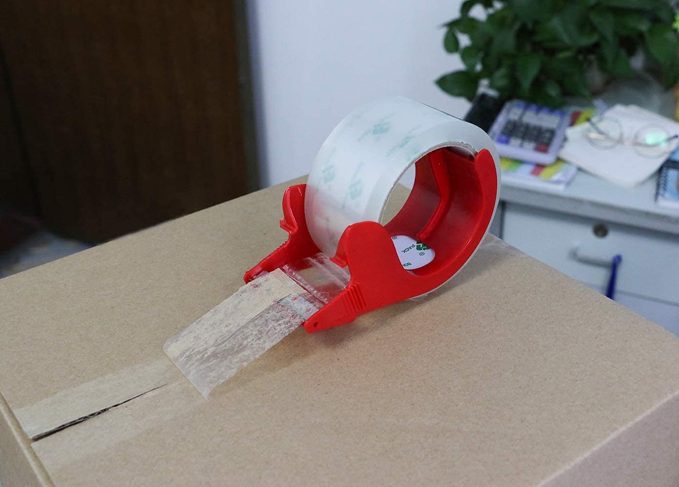 BOMEI PACK 12 Rollos Silencioso Cinta Embalar Adhesiva 48MMx 66M, para Cajas y Paquetes, 60micron Silencioso Cinta Adhesiva con dispensador