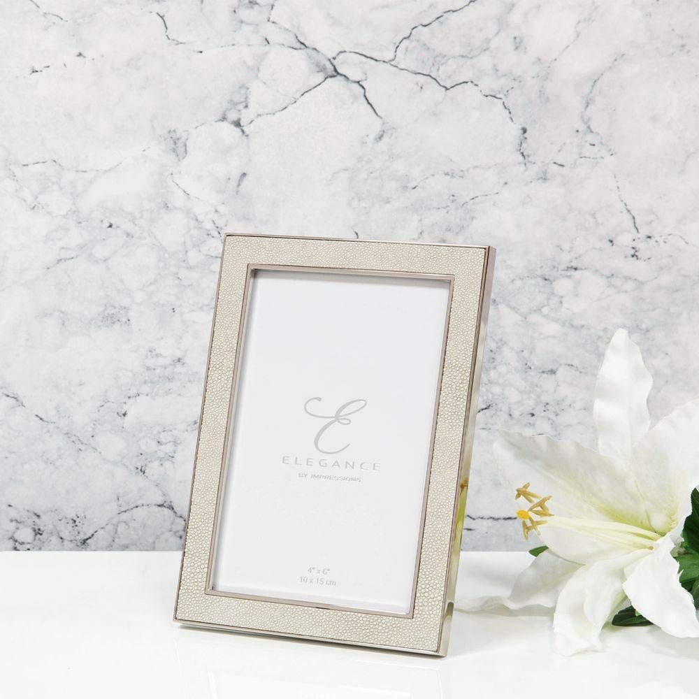 Cadre plaqué nickel Impressions crème 10x15 pour salon chic