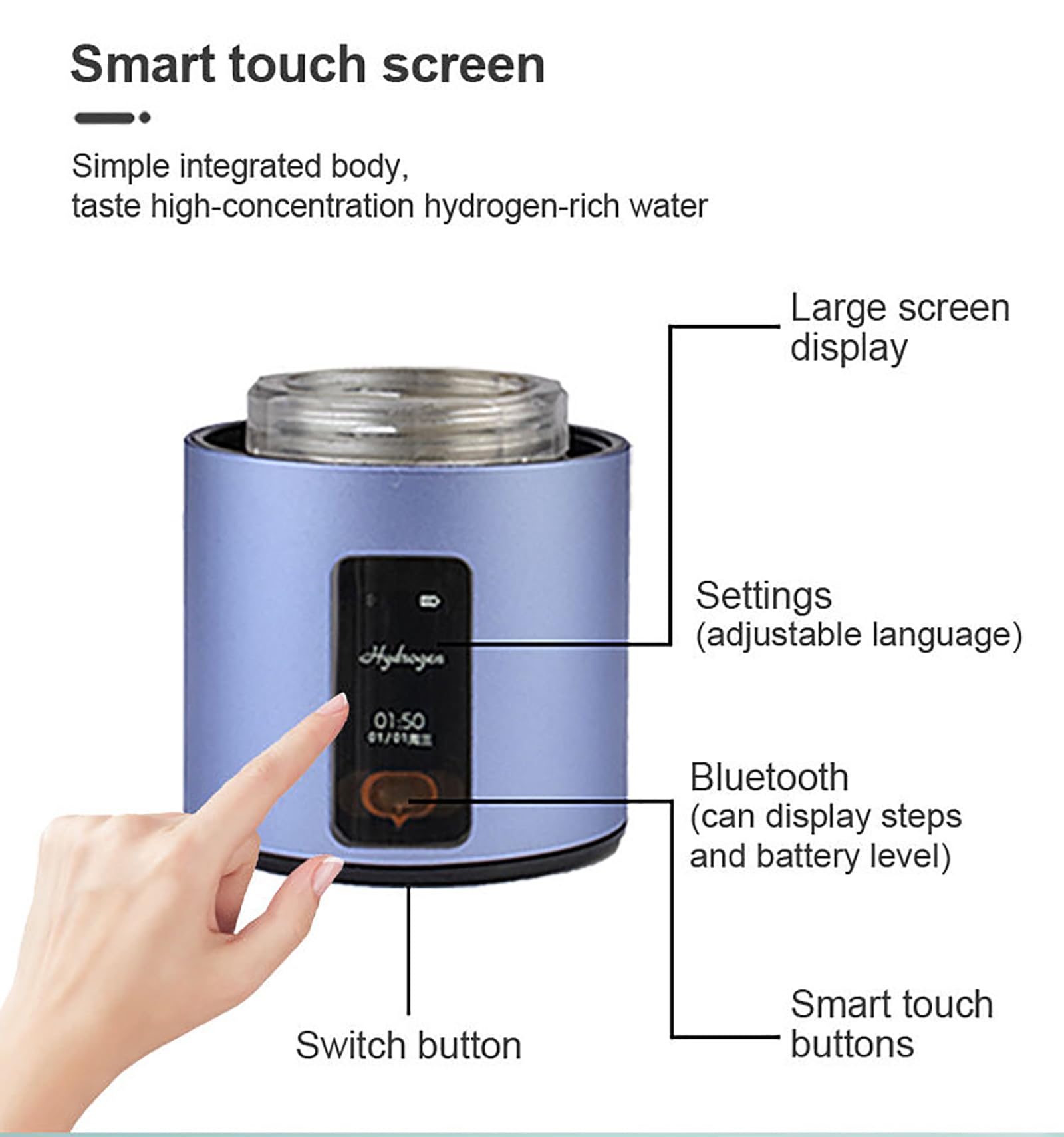 Generador de Agua de hidrógeno portátil, Recargable, 230 ml, con tecnología PEM SPE, electrólisis rápida de 5 Minutos, para el hogar, la Oficina, los Viajes y Las Bebidas