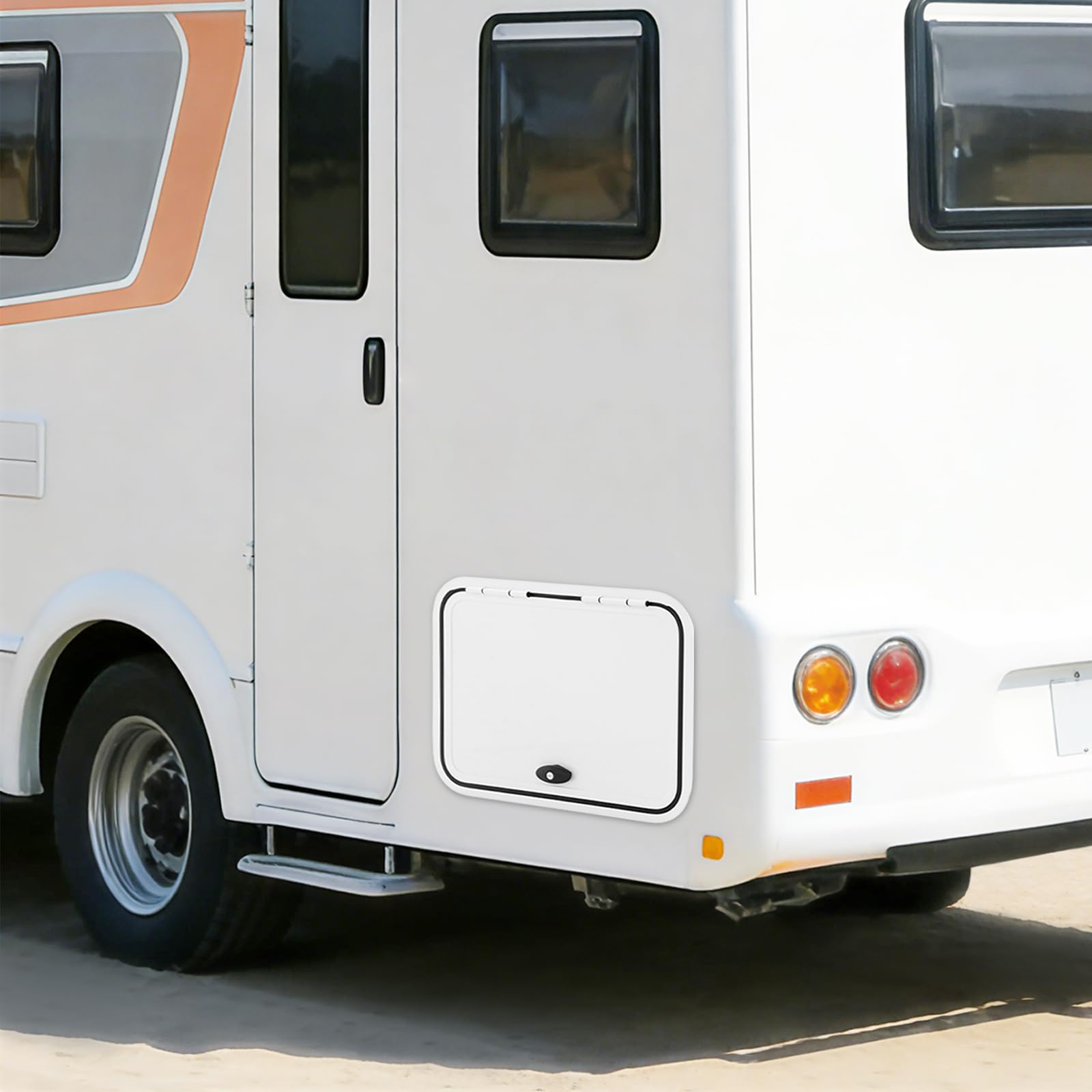 Wohnmobil Gepäcktür Tür 24"x18", Wohnmobil Fachtür mit Doppelschloss, Ladelukentür, Wohnmobiltür, Aluminiumlegierung Schutzstager Zugangstür, für Wohnmobile und Yachten (Weiß)