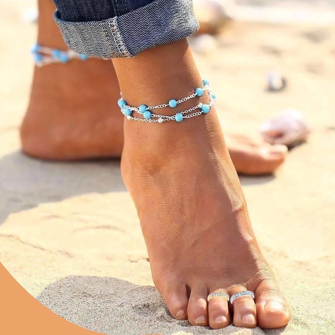 Anelli Piedi Donna, Anello Piede, Anelli per Le Dita dei Piedi per Le Donne, Anello a Fascia Ipoallergenico Regolabile con Zirconi Cubici, Anelli per Le Dita dei Piedi di Gioielli, 3 Pezzo