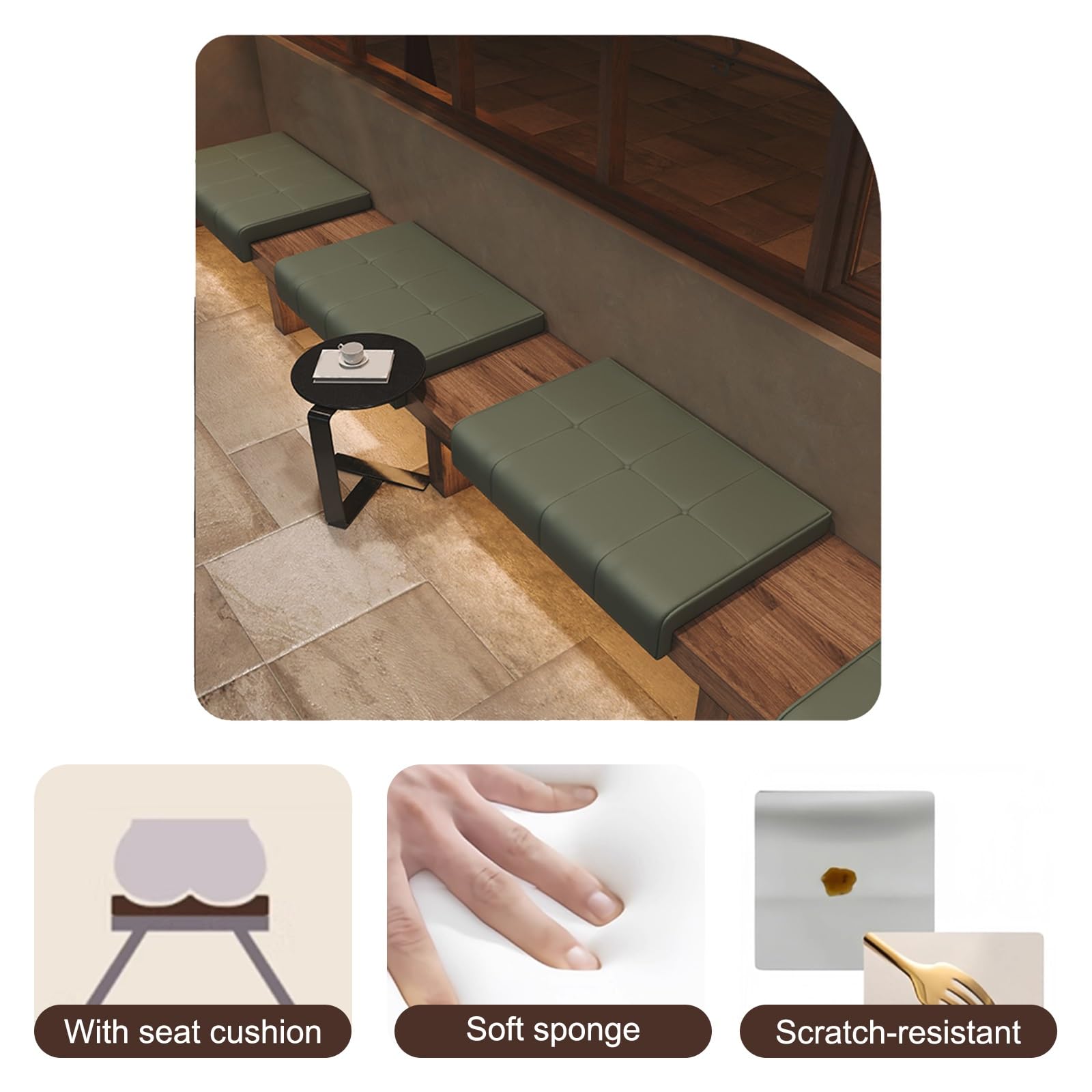 Cuscino per Scale in Pelle, Cuscino per Panca Spesso 5,5cm con Spugna ad Alta Resilienza, per Ristoranti, Biblioteche, Cuscini per Panche e Finestre a Bovindo(Brown)
