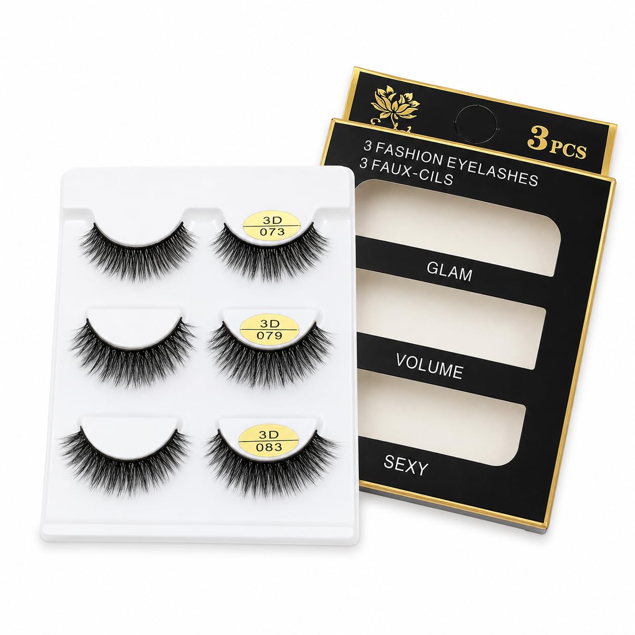3D Faux Mink False Eyelashes, 3 Pairs (Glam, Volume, Sexy) | Lightweight & Fluffy, Flexible Cotton Band, Reusable, Easy to Apply, 3 Styles Included-image-30