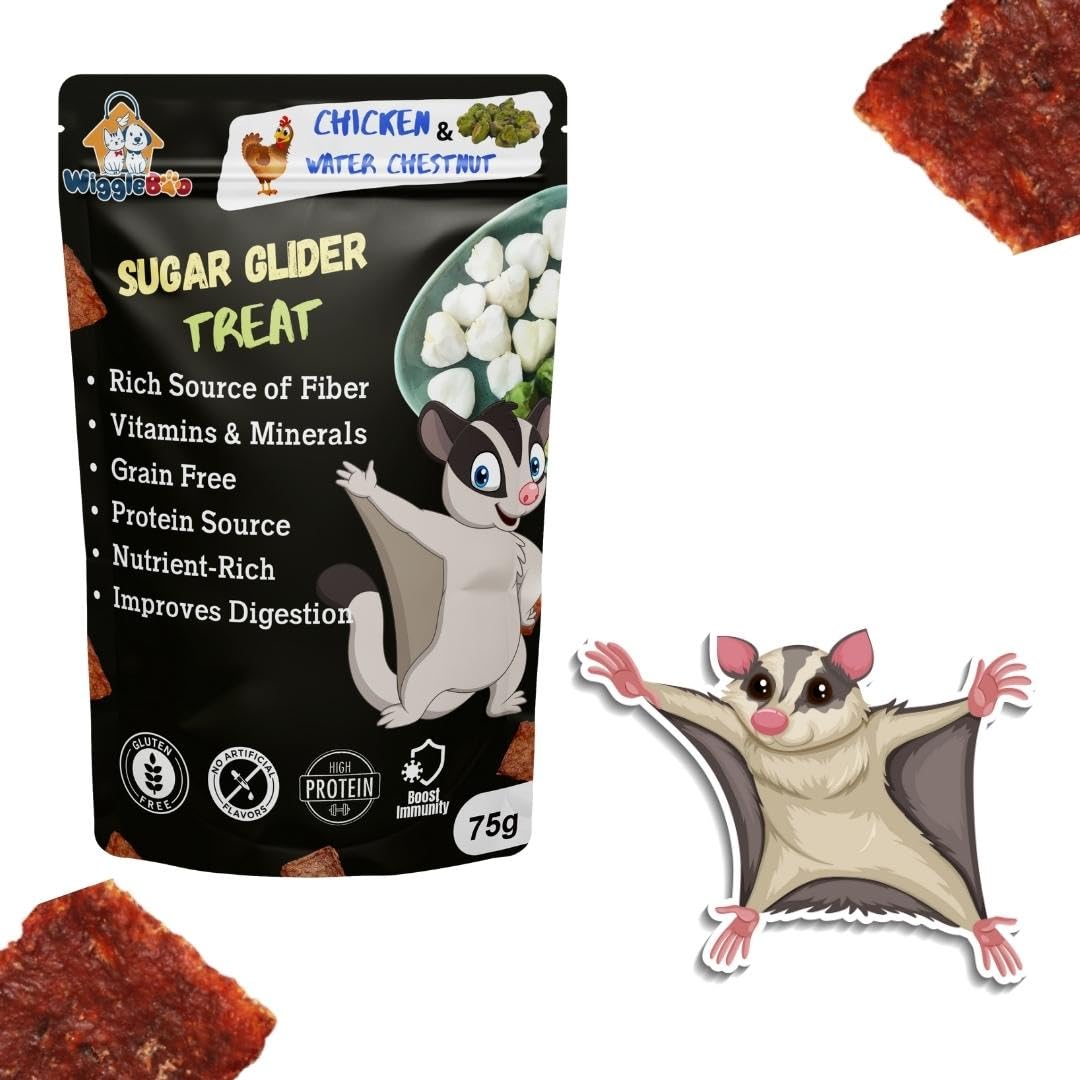 WiggleBoo Chicken & Water Chestnut Suger Glider Treat | Protein Rich | Fiber Rich | Crunchy Healthy Snacks | 75g