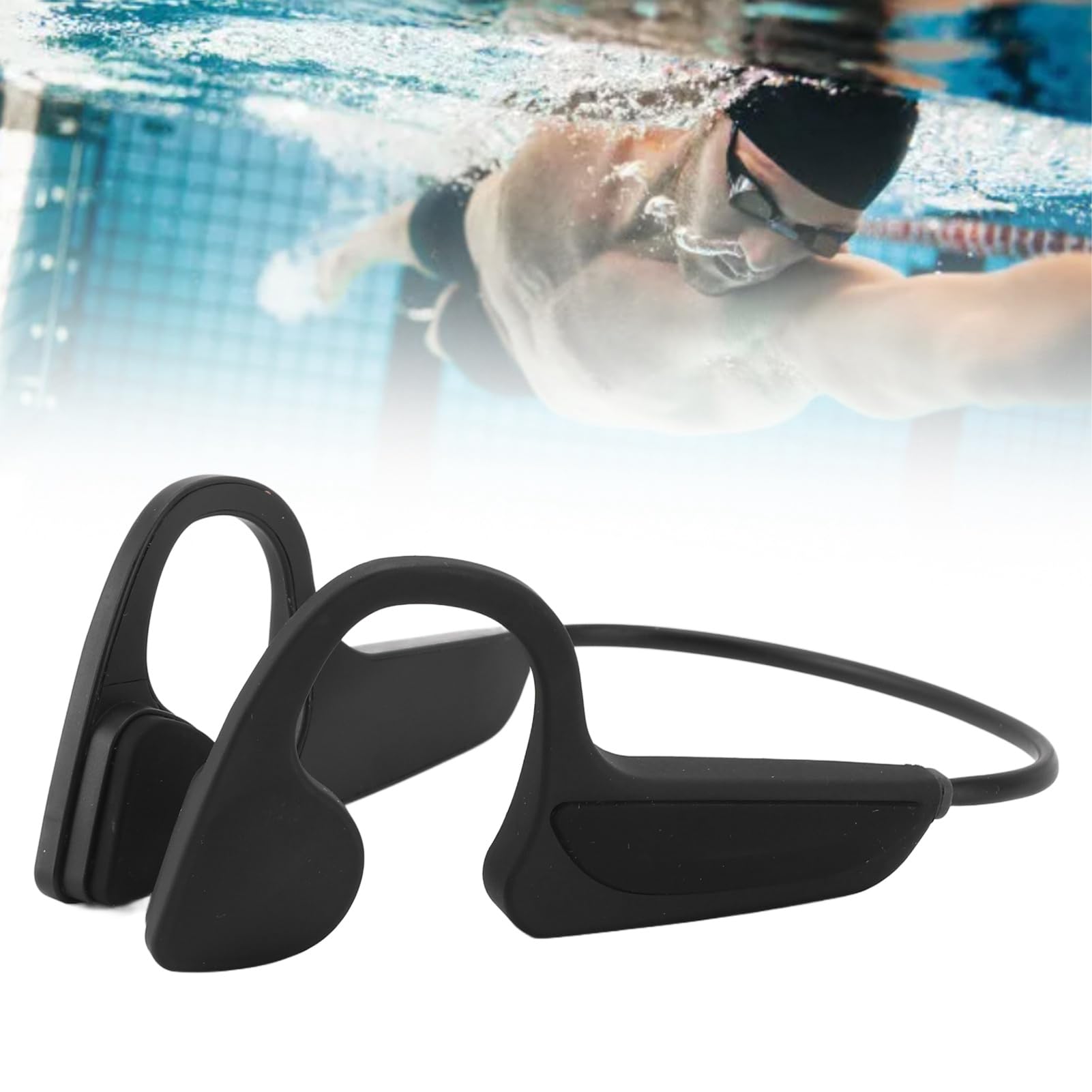 Qcwwy Cuffia per Nuoto a Conduzione Ossea Impermeabile IP68 Auricolare Wireless per Allenamento in Palestra con Design con Fibbia Ideale per Allenamenti di Nuoto (seconda