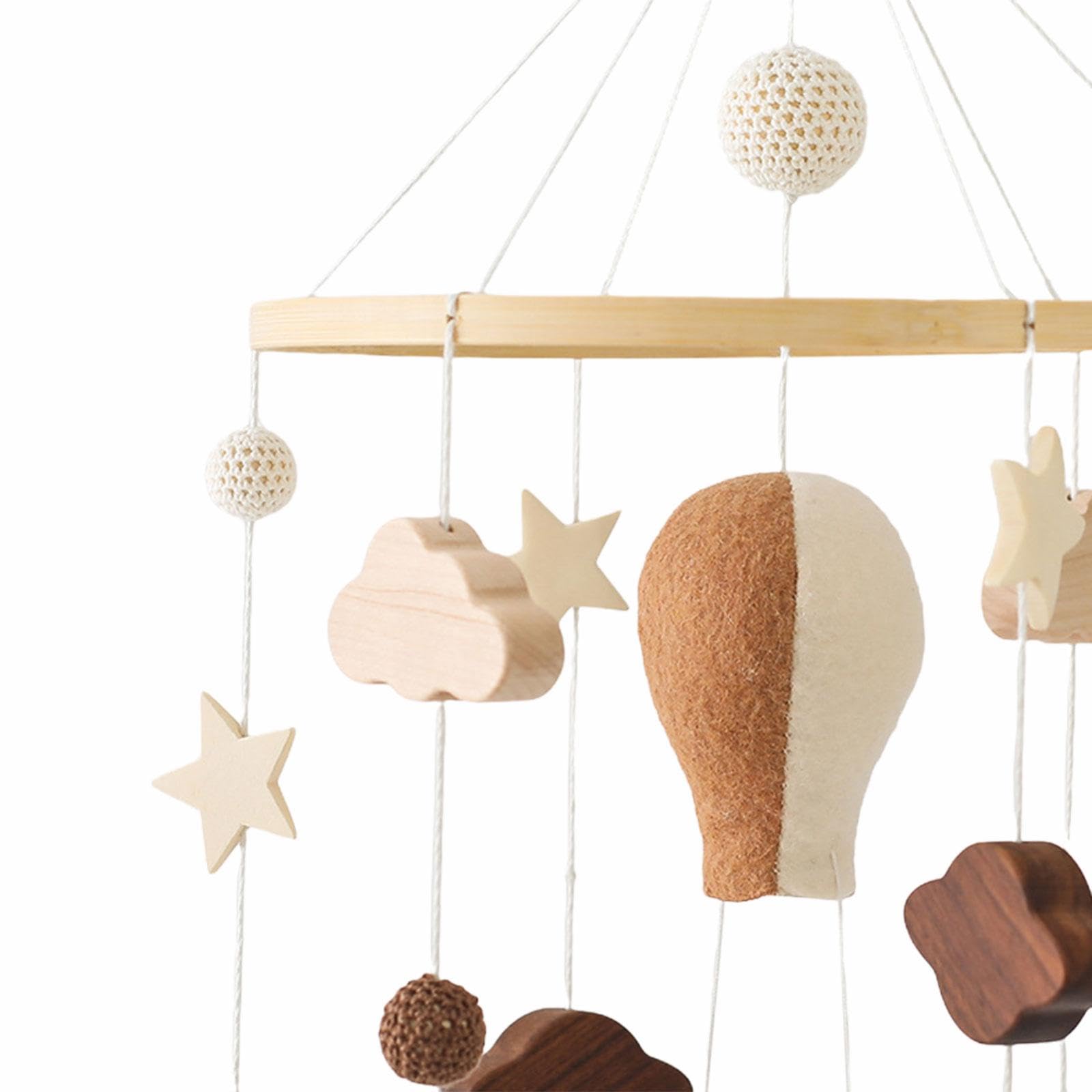 Gralara Mobile für Kinderbett Krippe Holz Hängemobile Filzkugel Bettmobile Krippenanhänger Spielzeug Aus Holz Und Filz Leises Schwingen Unterstützt Einsc, Stil c