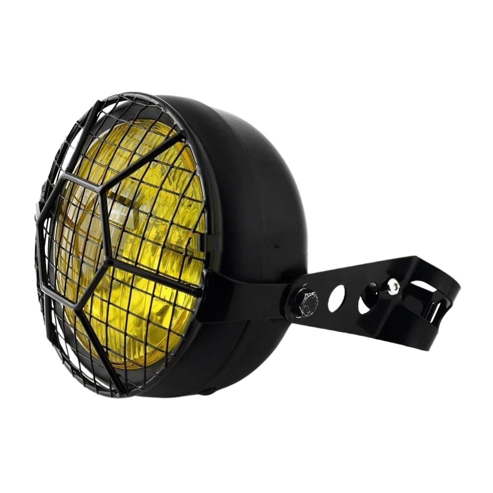 Faro Faro Retrò Universale Per Moto 35W Alogeno Griglia Metallica Con Staffa Maschera Kit Completo Gruppo Ottico Anteriore Moto(6)