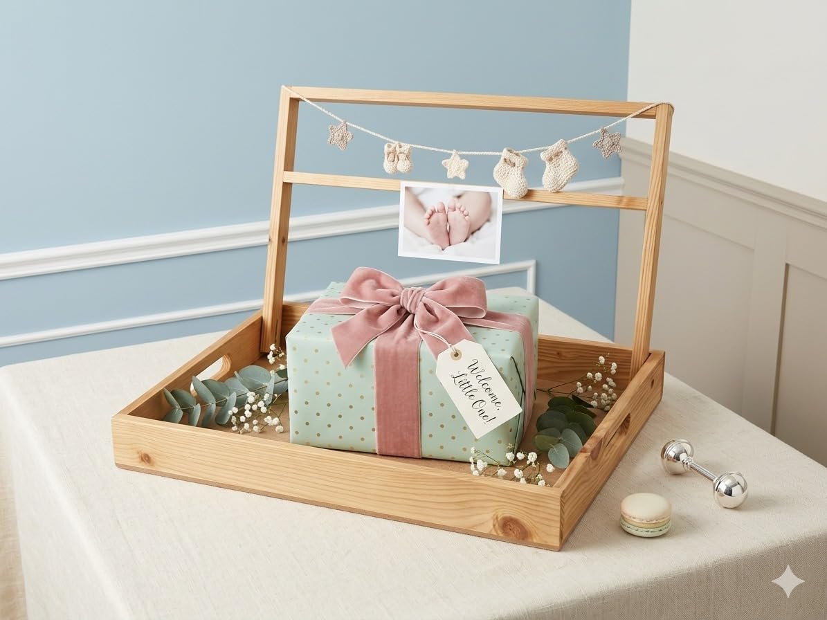 Wooden Decorative Chab Tray, Natural Wood, Hexagonal, 30x30x5 cm, for Gift Packaging, Indian Weddings and Baby Showers-image-17