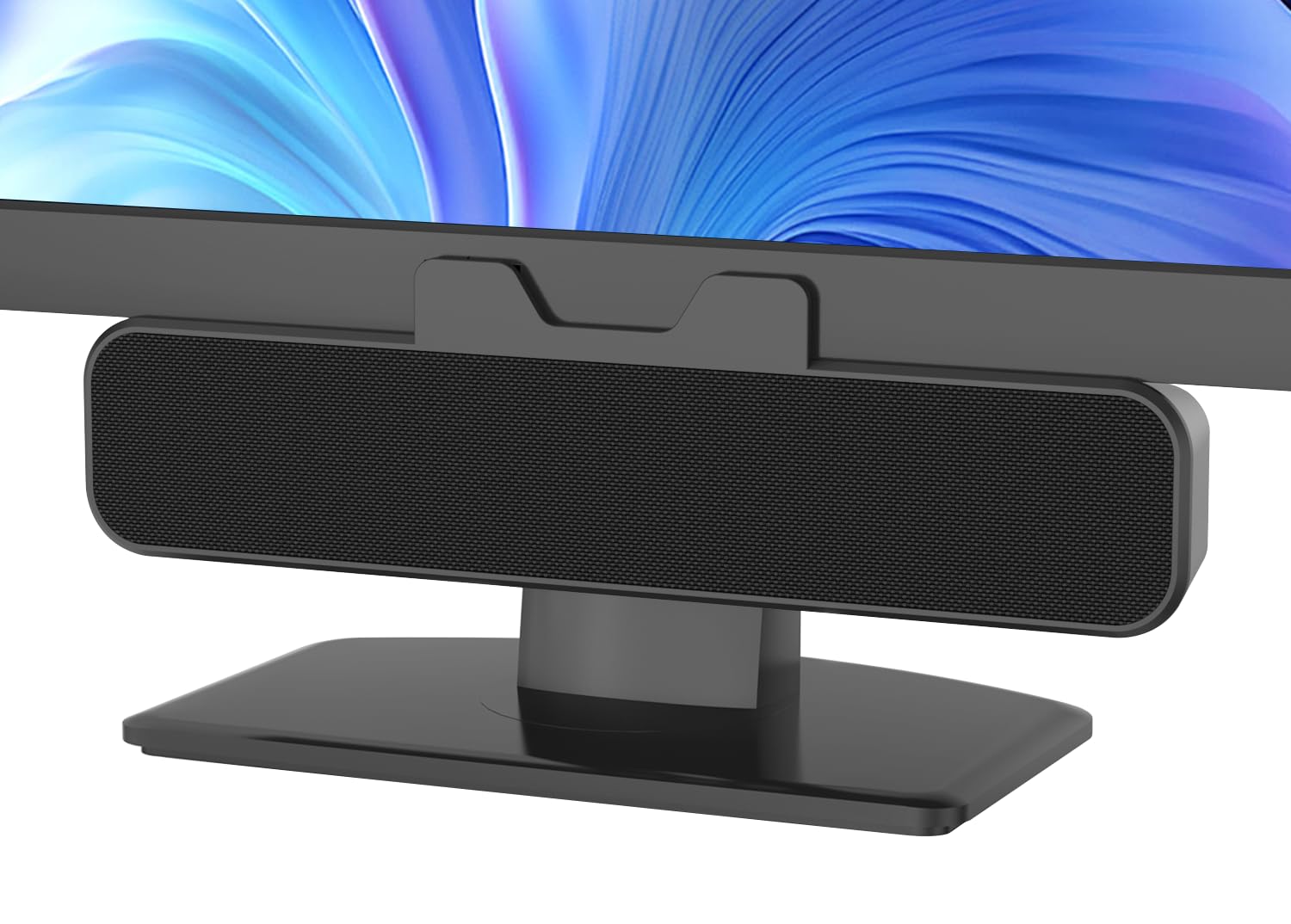 INGA PC-Lautsprecher mit USB Plug-and-Play, einfach am Monitor befestigbar. Lauter Stereo-Sound mit Bass für Studium und Meetings, kompatibel mit MAC und Laptop