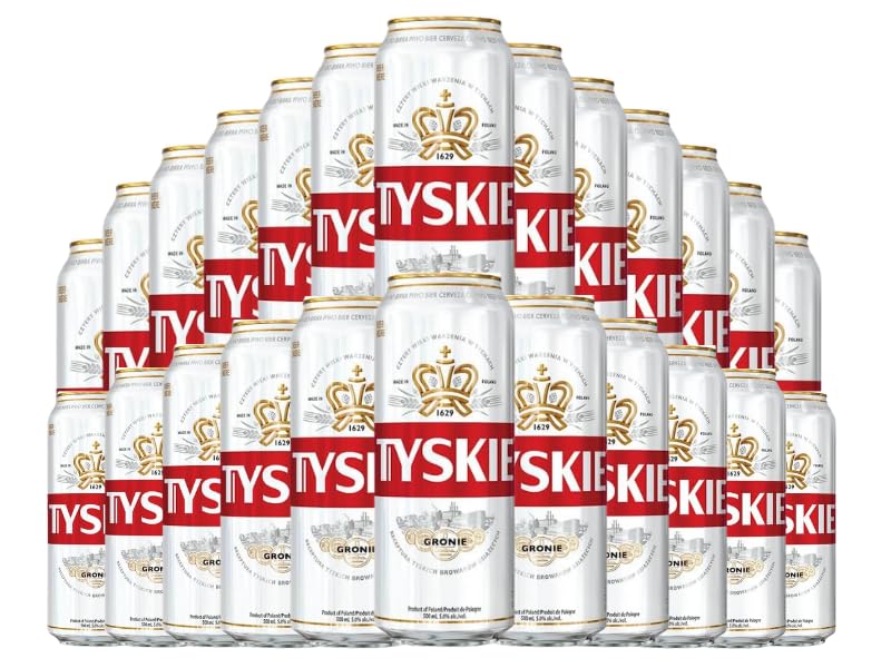 Tyskie Imported Polish Lager beer | 500ml cans | 5.2% ABV | Pack of 24