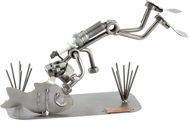Steelman24 I Nuts and bolts sculpture Diver With Personal Engraving I Handmade ornaments I I Metal figurine