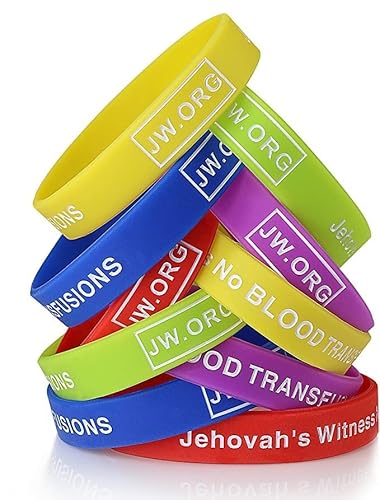 JW.ORG No Blood Silicone Medical Alert Wristbands – 10 Pack Rainbow Color Bracelets – Flexible Waterproof Bands for Jehovah’s Witnesses, Adults & Teens