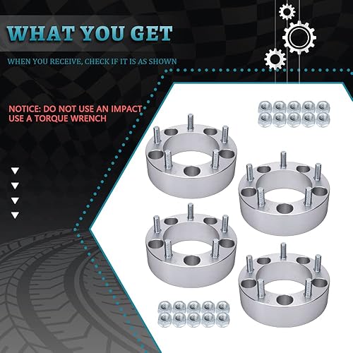 Miniatura 3 de IRONTEK Espaciadores de rueda de 2 pulgadas de 0.197 x 5.500 in (pernos de 12 pulgadas x 20, orificio de cubo de 4.252 in) de 5 x 5.5 a 5 x 5.5 para