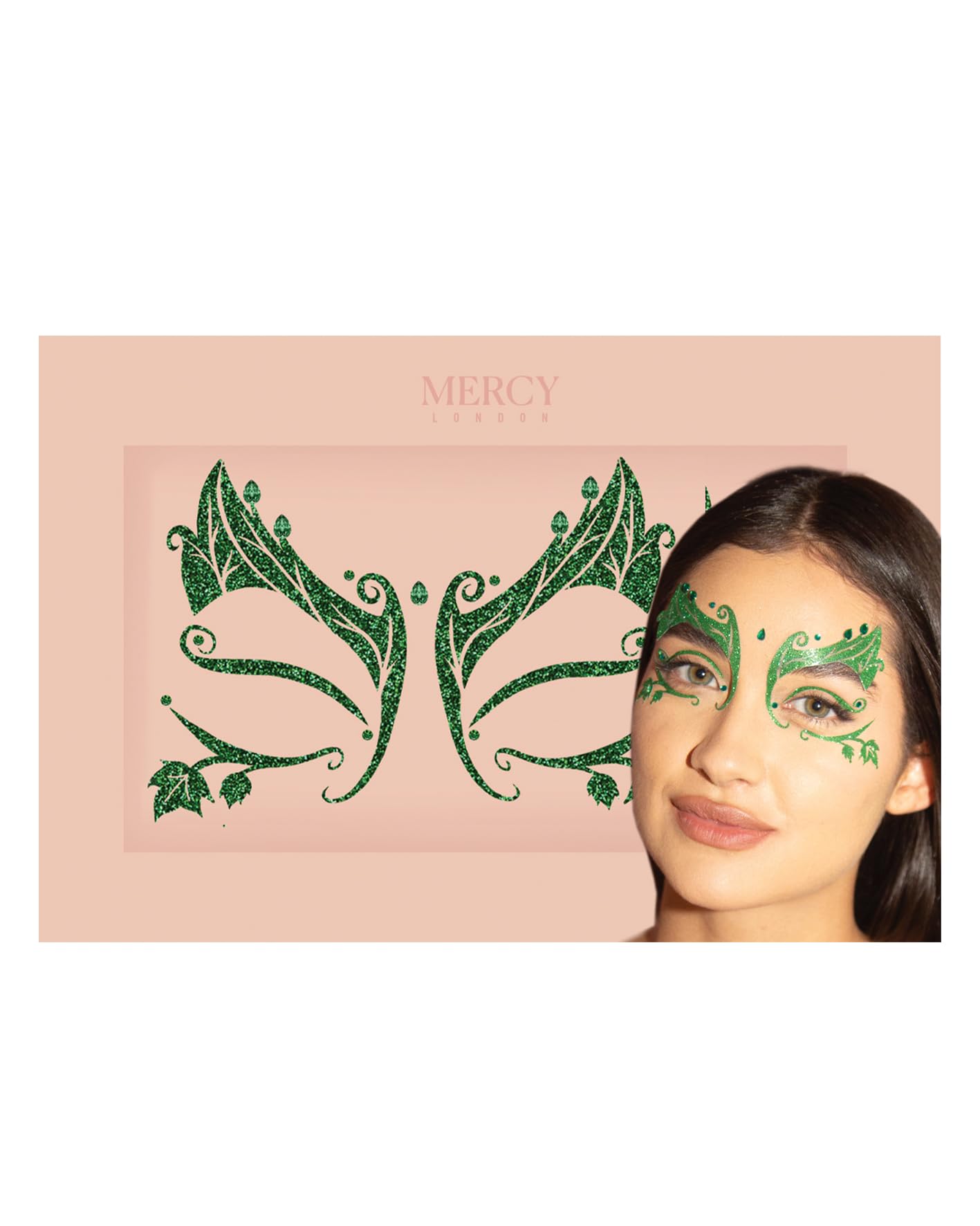 Poison Ivy Leaf Face Jewels by Mercy London Green Costume Accessories Face Gems Jewels All In One Halloween Headpiece Stick On