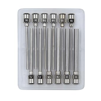 12 Pack Blunt Tip Dispensing Needles Set, Luer Lock 8G-18G